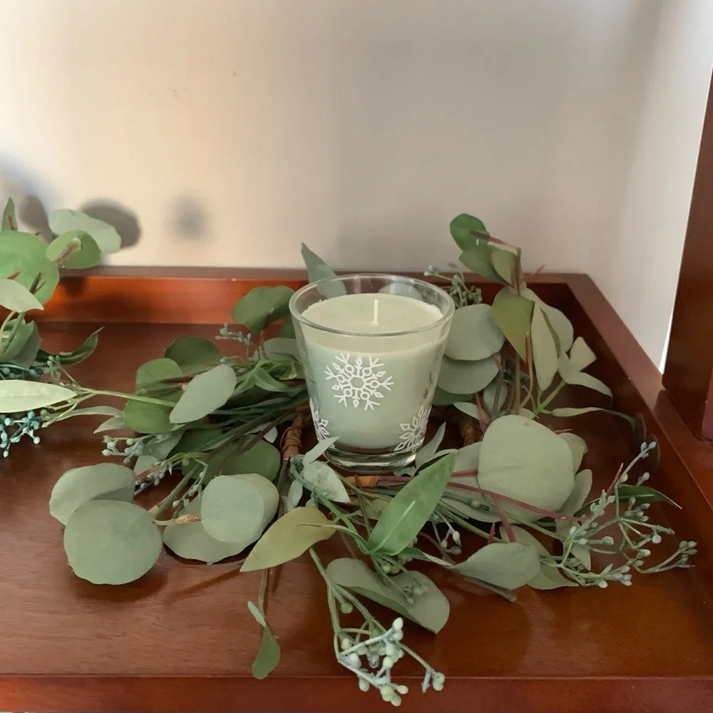 2 small faux eucalyptus leaves wreaths